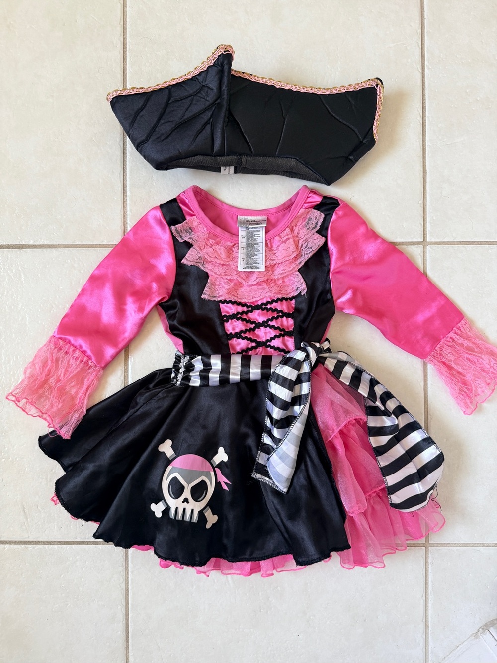 Disney Pink & Black Pirates of the Caribbean Dress Costume with Hat Small